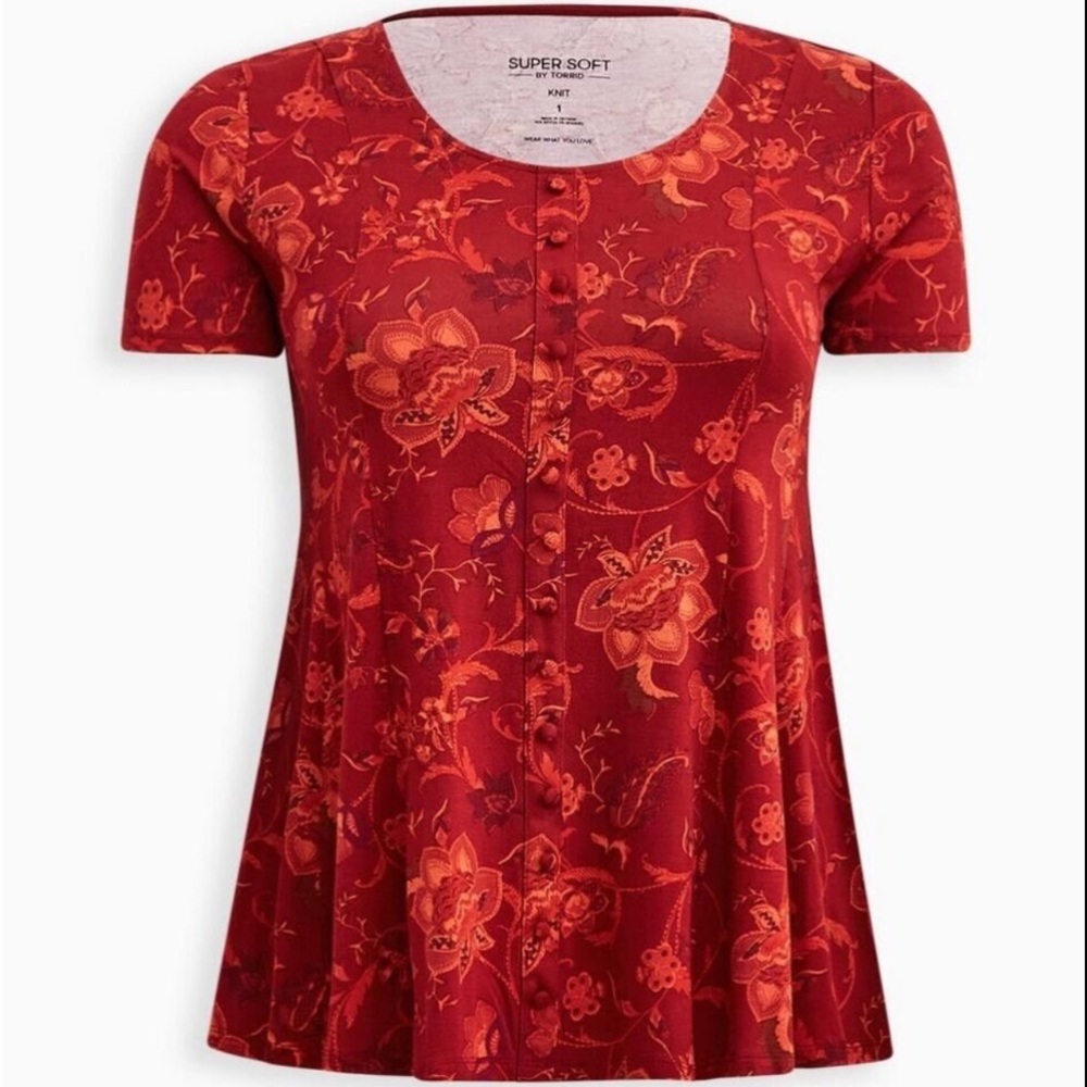 Torrid Super Soft Button Front Seamed Top